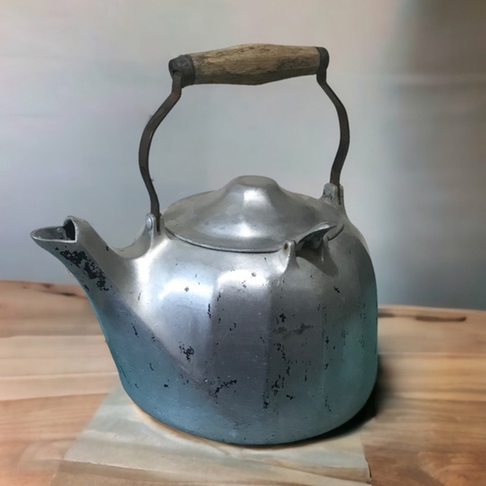 Large Vintage Industrial Merit Aluminum Teapot